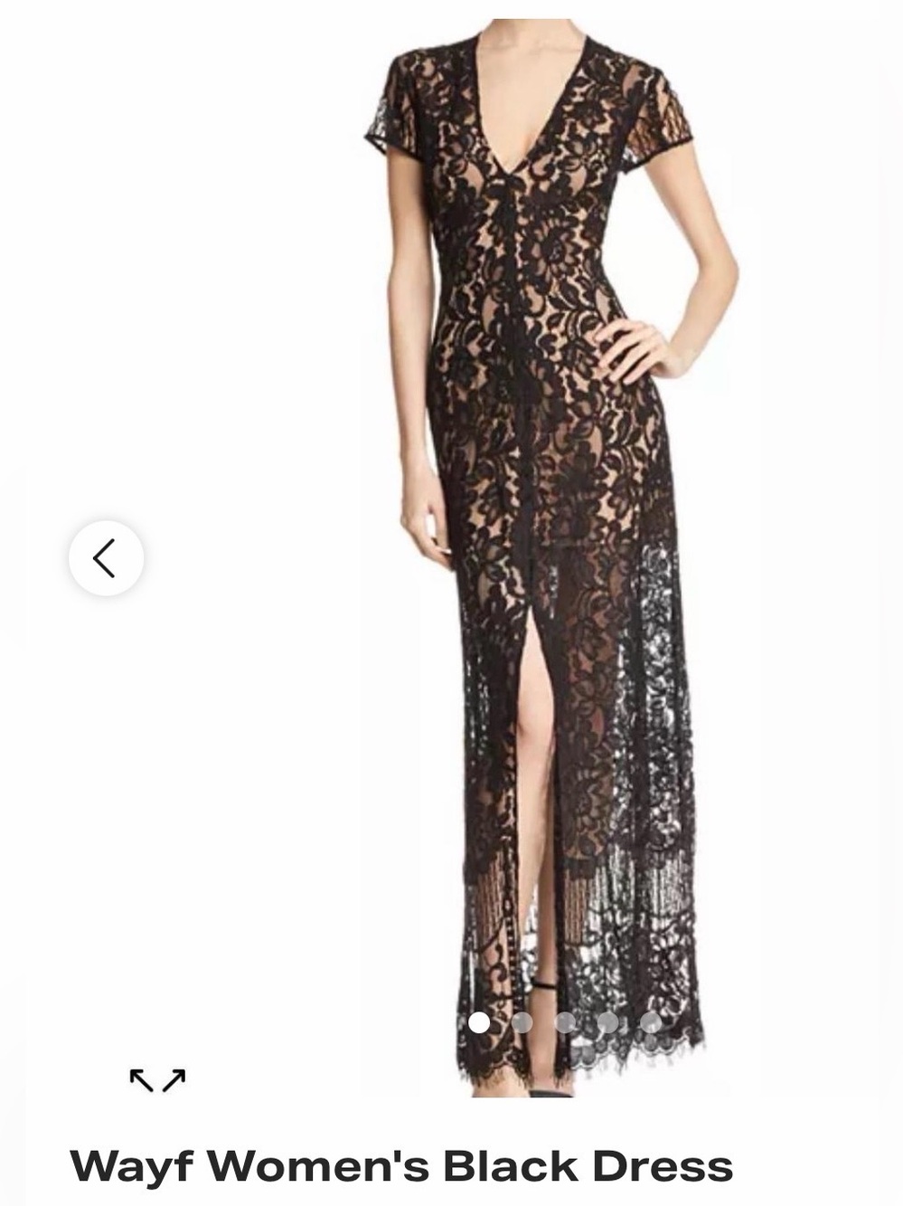 Wayf Black Lace Maxi Dress with Nude Lining